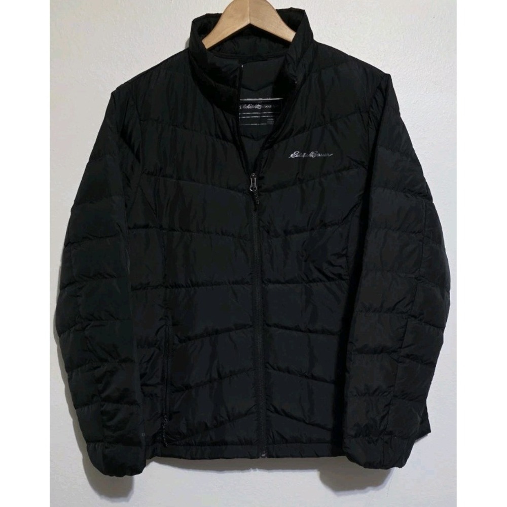 NEW Eddie Bauer Jacket Coat Down Packable Storm Black Zip Pockets XL EB650 Woman